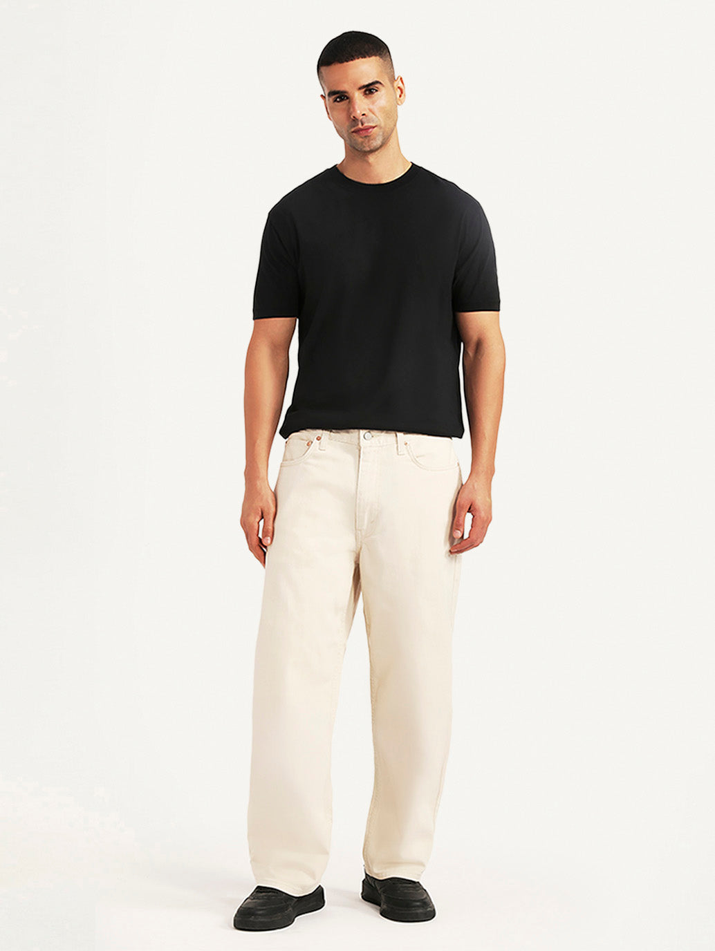 Men's 578 Beige Baggy Fit Mid Rise Jeans - Front View