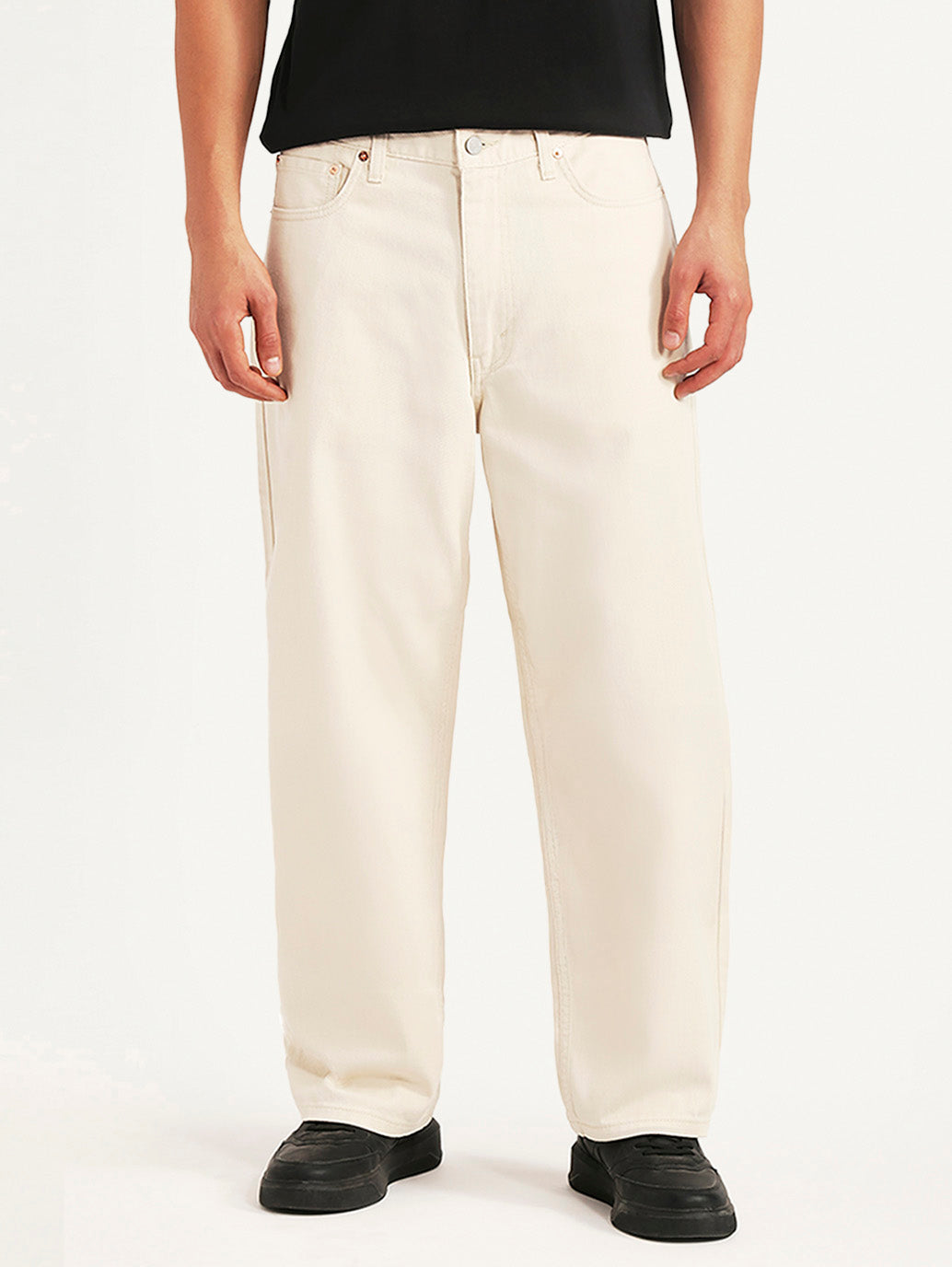 Men's 578 Beige Baggy Fit Mid Rise Jeans - Front View