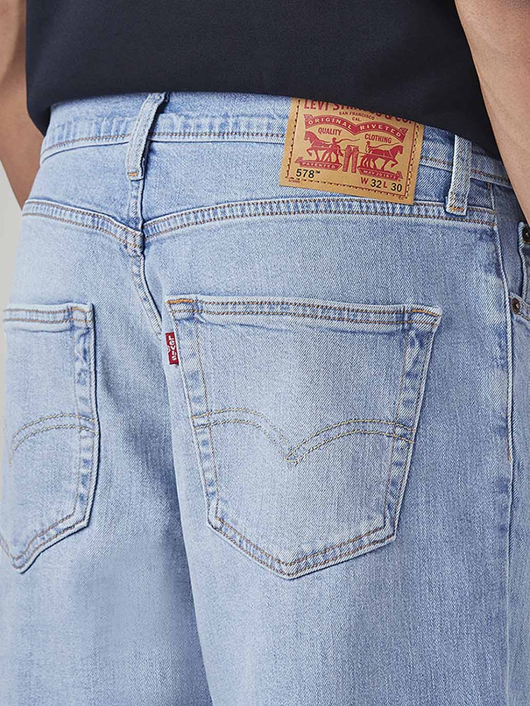 Men's 578 Light Blue Baggy Fit Mid Rise Jeans - Detail View