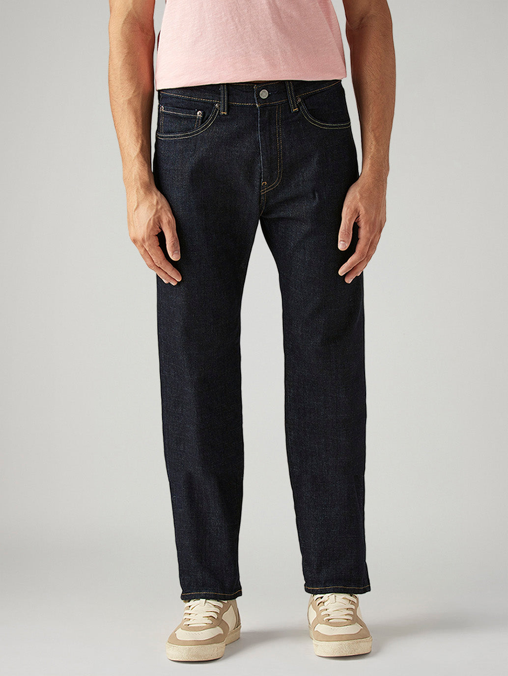 Men's 505 Navy Straight Fit Mid Rise Jeans - Front View
