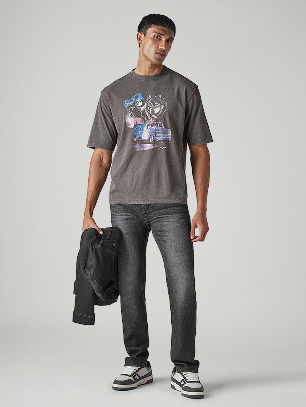Men's 505 Charcoal Grey Straight Fit Mid Rise Commuter Jeans