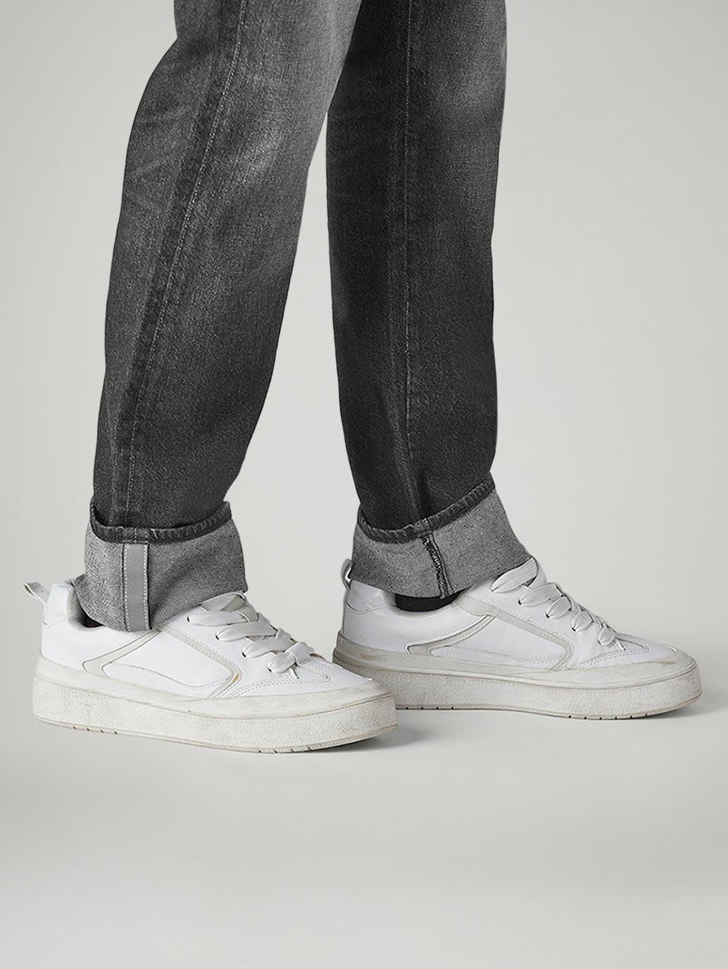 Men's 505 Charcoal Grey Straight Fit Mid Rise Commuter Jeans - Detail View