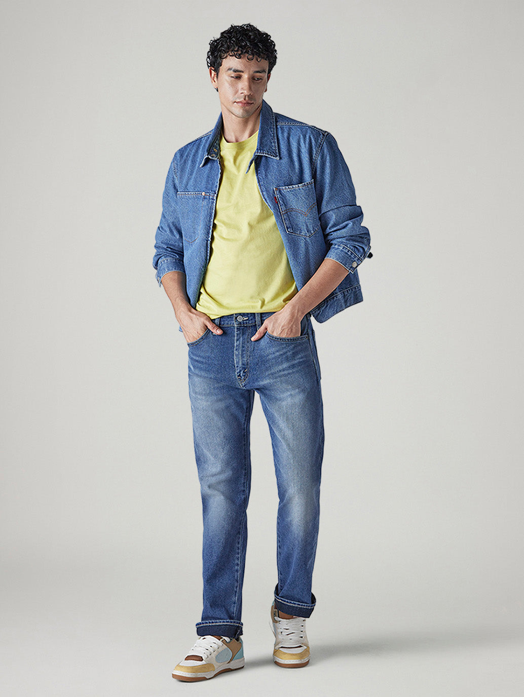 Men's 505 Blue Straight Fit Mid Rise Commuter Jeans