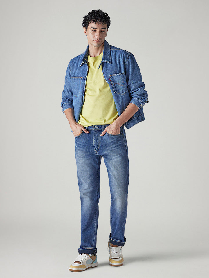 Men's 505 Blue Straight Fit Mid Rise Commuter Jeans