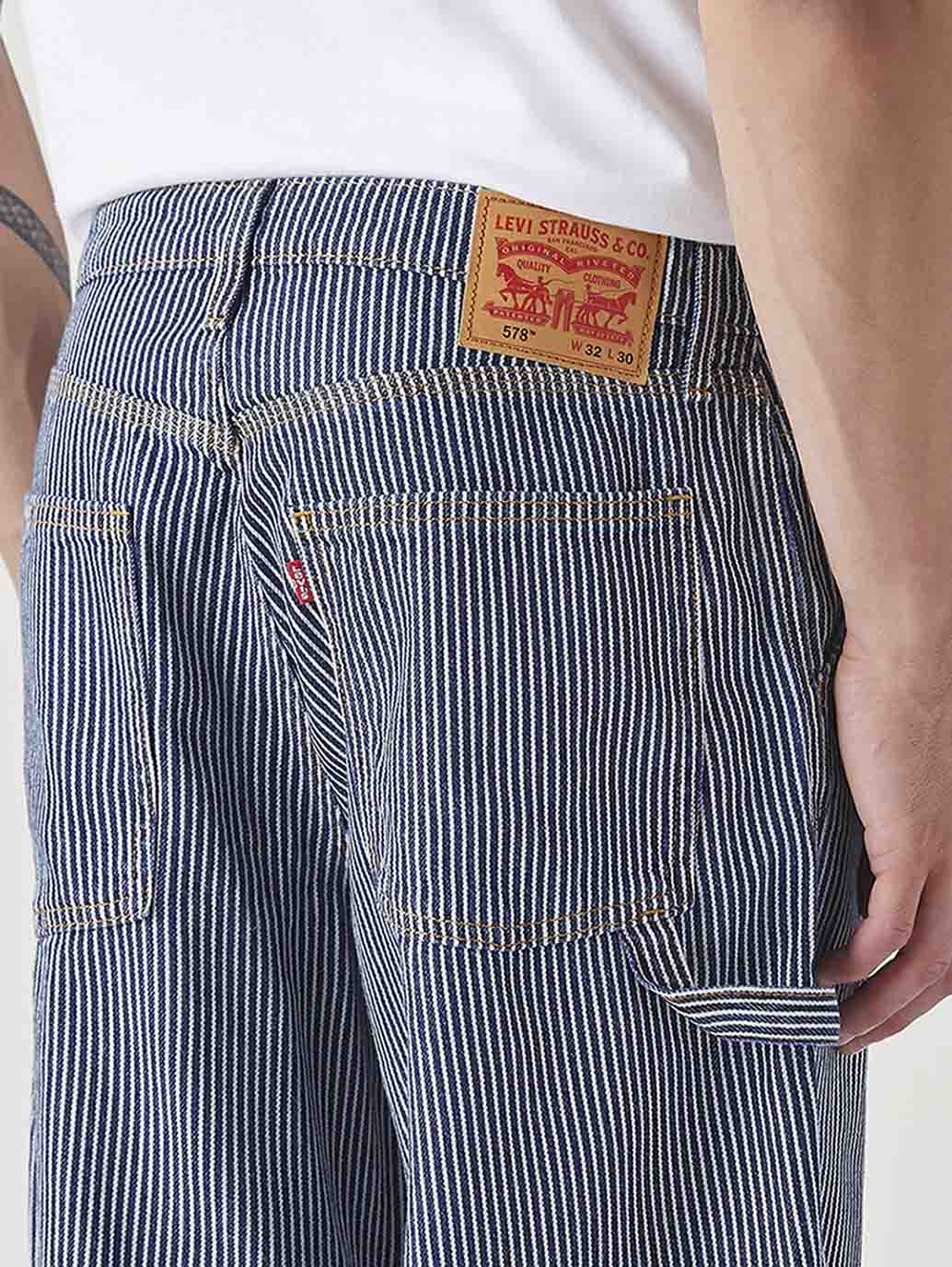 Men's 578 Blue Baggy Fit Mid Rise Jeans - 20 View