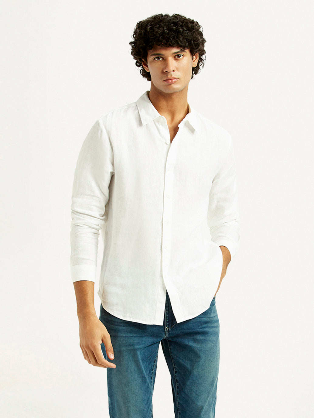 Men's Solid Slim Fit Linen Shirt - Styleshot View