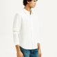 Men's Solid Slim Fit Linen Shirt - Side View