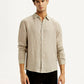 Men's Solid Beige Slim Fit Shirt - Styleshot View