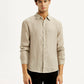 Men's Solid Beige Slim Fit Shirt - Front View