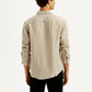Men's Solid Beige Slim Fit Shirt - Back View