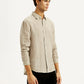 Men's Solid Beige Slim Fit Shirt - Side View