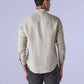 Men's Solid Slim Fit Redloop Linen Shirt - Back View