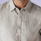 Men's Solid Slim Fit Redloop Linen Shirt - Detail View