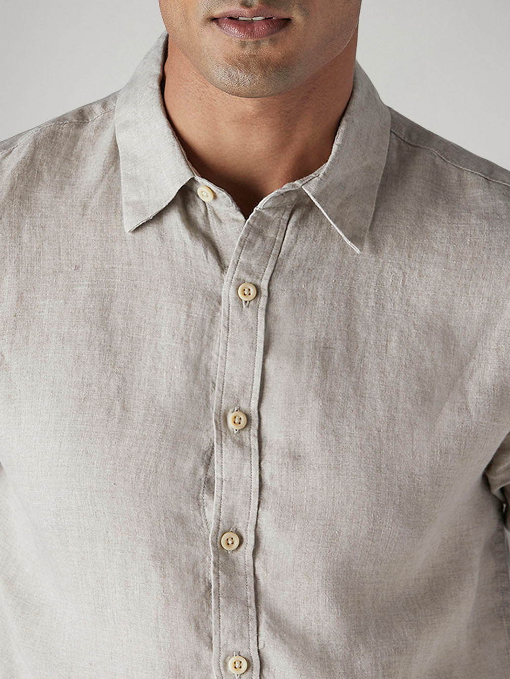Men's Solid Slim Fit Redloop Linen Shirt - 20 View