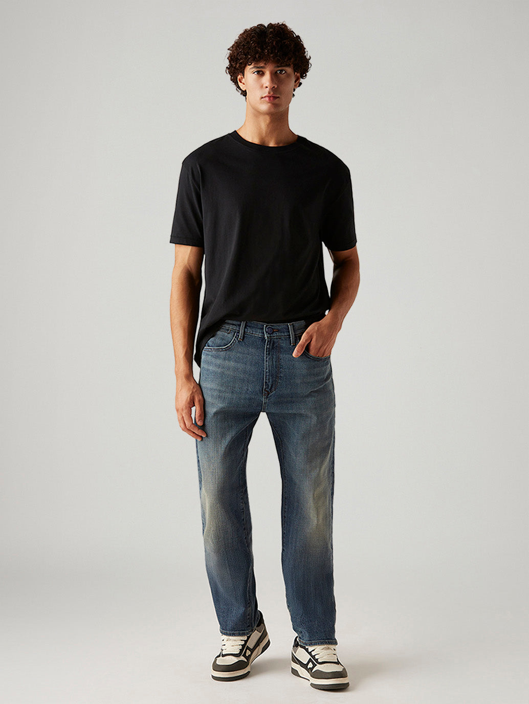 Men's 505 Blue Straight Fit Hyper Stretch Jeans - Styleshot View
