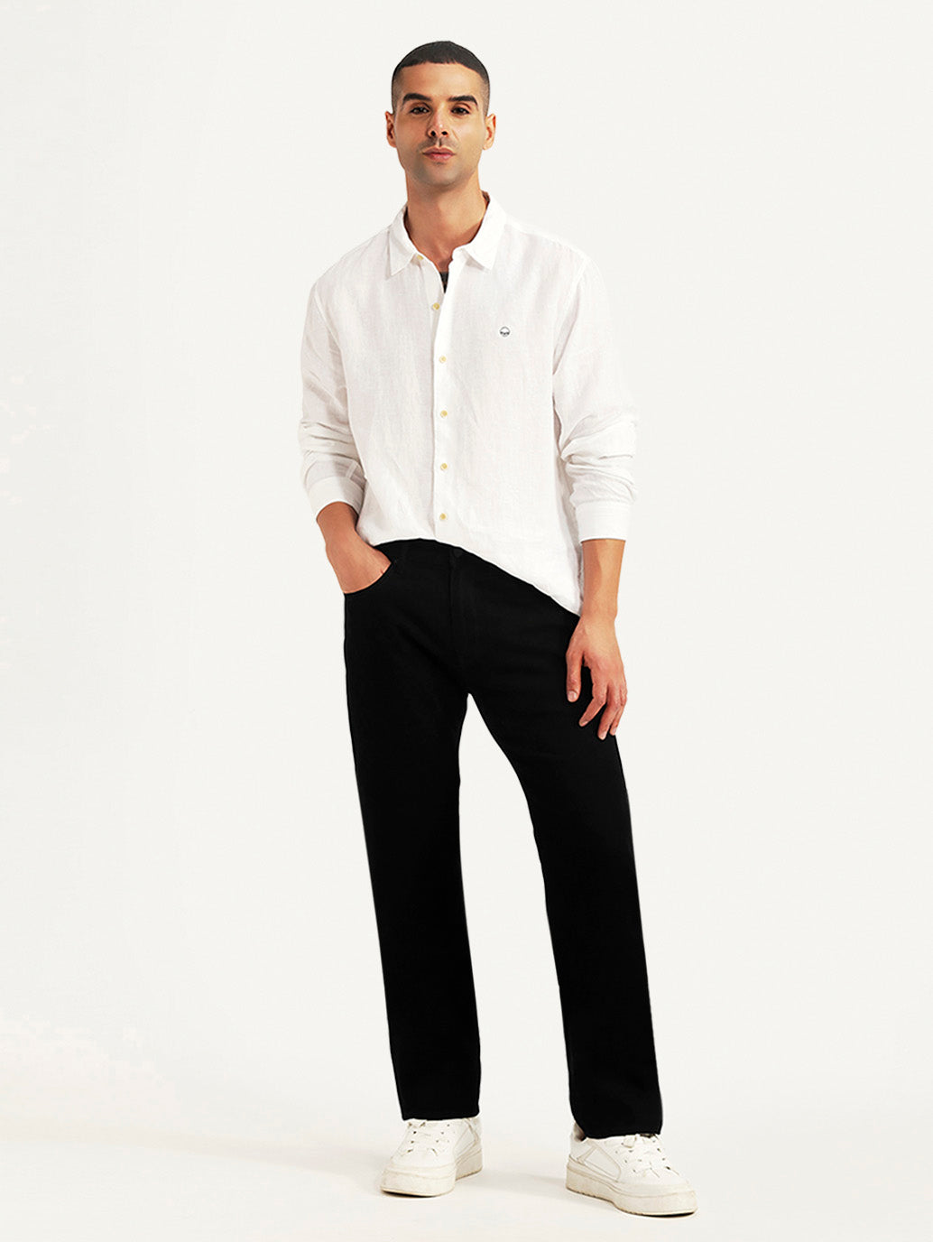 Men's Redloop 505 Black Straight Fit Mid Rise Jeans