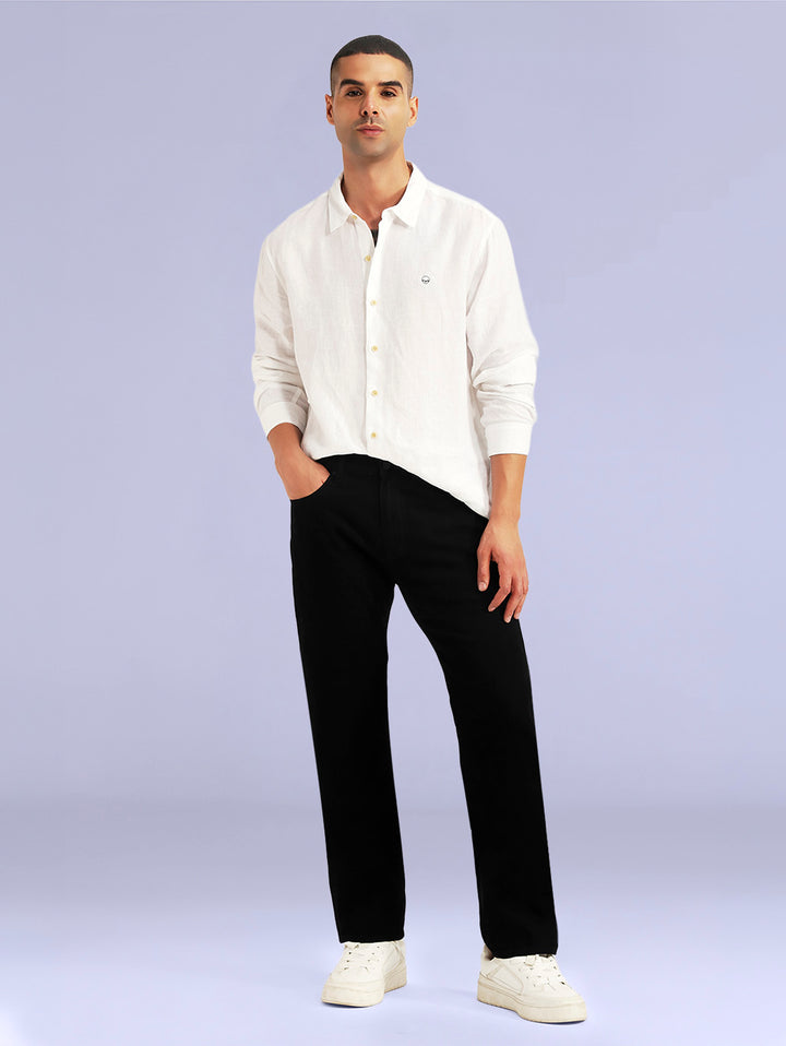 Men's Redloop 505 Black Straight Fit Mid Rise Jeans