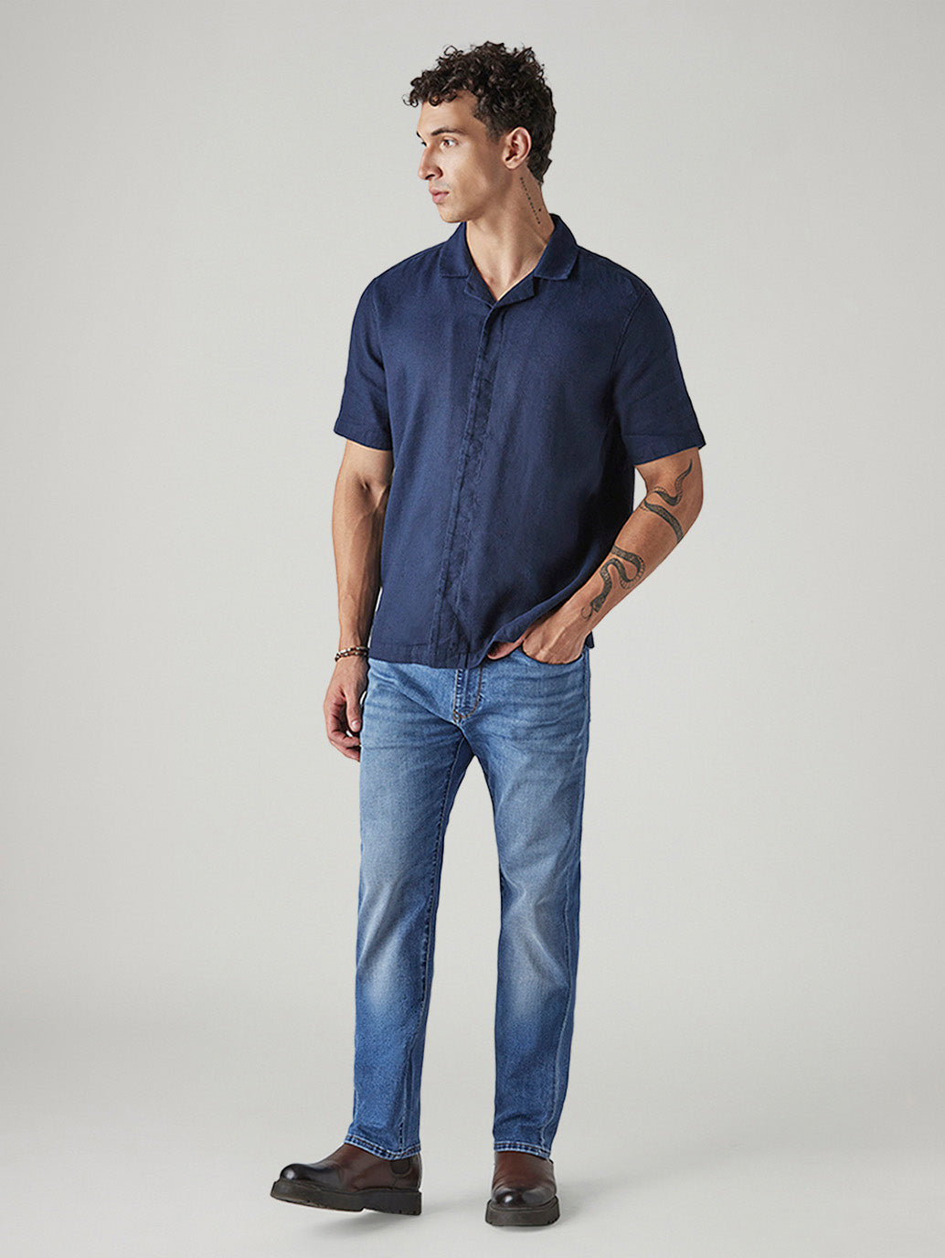 Men's Redloop 505 Blue Straight Fit Mid Rise Jeans