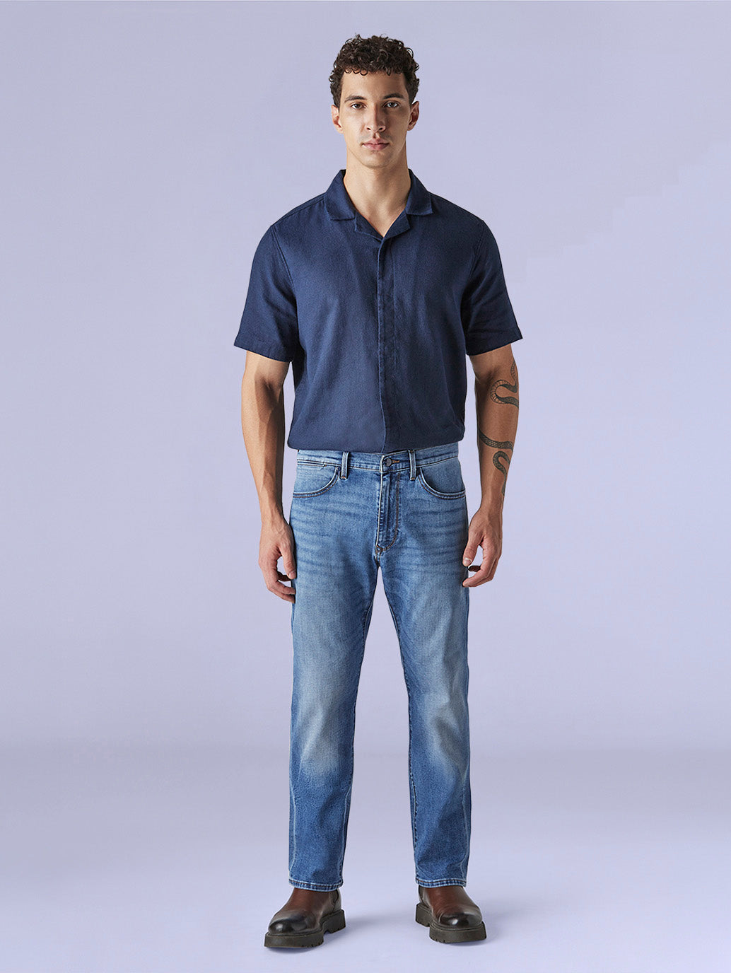Men's Redloop 505 Blue Straight Fit Mid Rise Jeans - eac15c38-4cd2-4307-a166-8940022e7b05 View