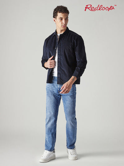 Men's Redloop 513 Indigo Slim Straight Fit Mid Rise Jeans-image-47