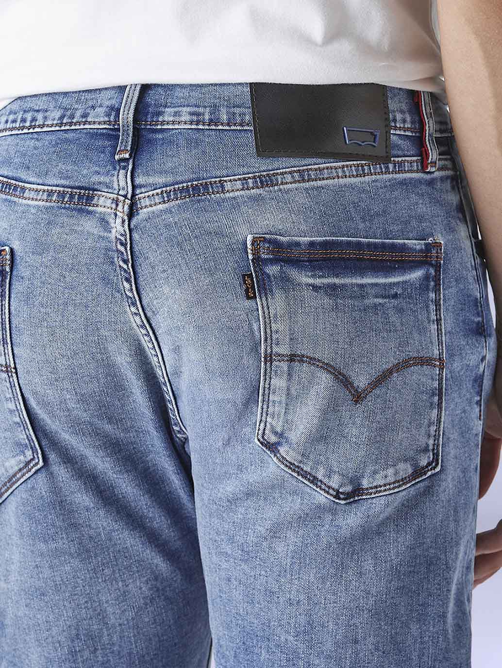 Men's Redloop 513 Indigo Slim Straight Fit Mid Rise Jeans - 04176d52-2afd-4d17-83d5-bfcf0a922577 View