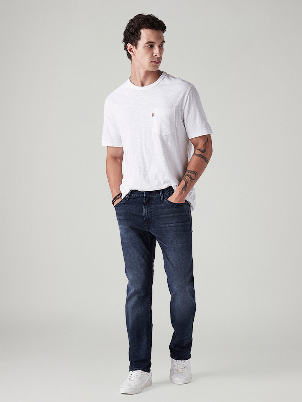Men's 511 Dark Blue Slim Fit Mid Rise Redloop Jeans - Styleshot View