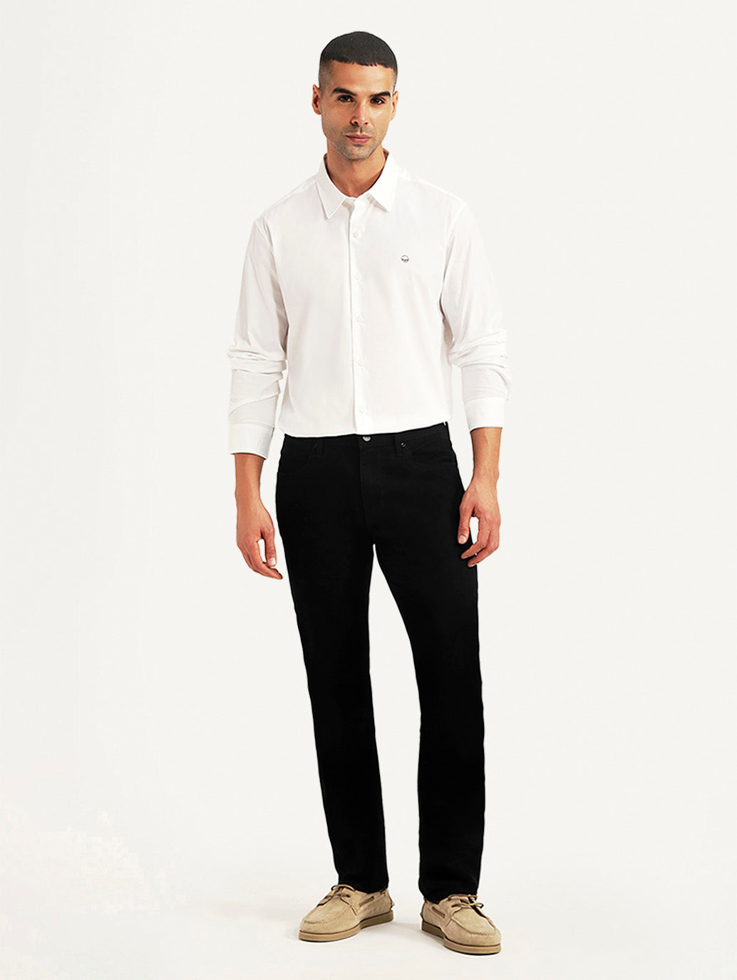 Men's Redloop 511 Black Slim Fit Mid Rise Jeans - Front View