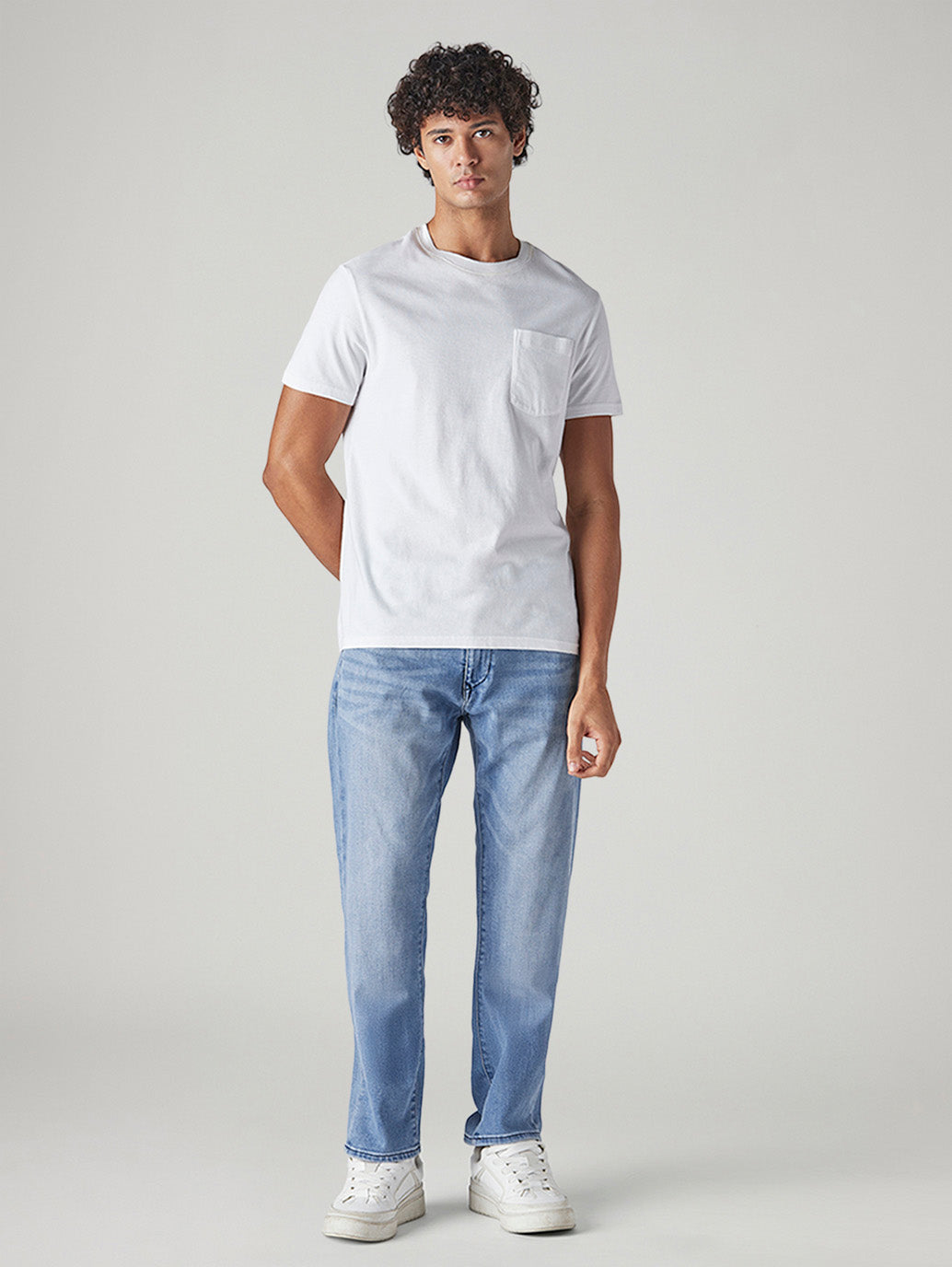 Men's 505 Light Indigo Straight Fit Mid Rise Redloop Jeans - Front View