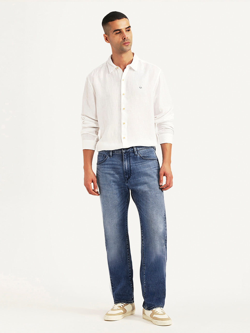 Men's Redloop 505 Blue Straight Fit Mid Rise Jeans - Front View