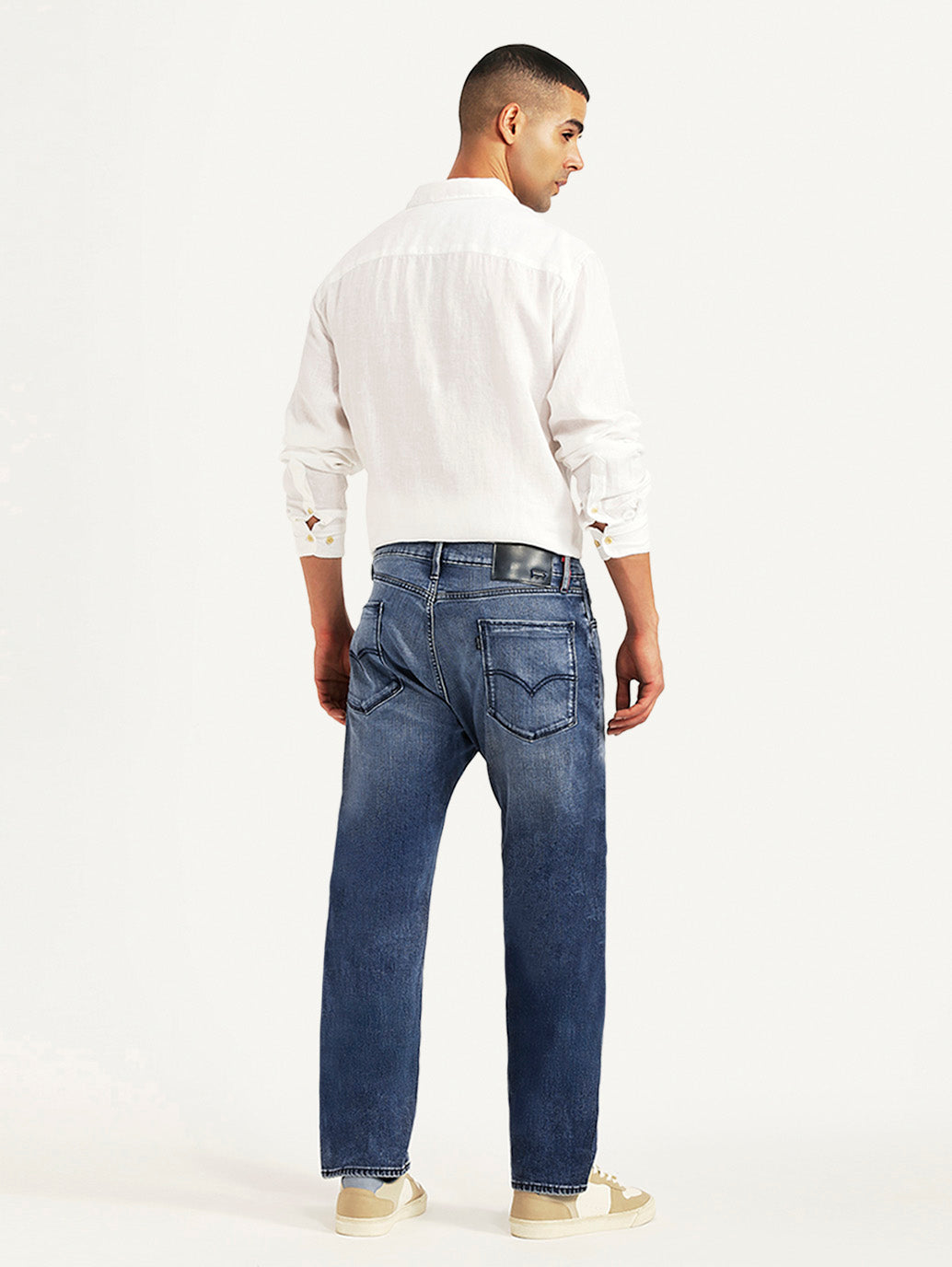 Men's Redloop 505 Blue Straight Fit Mid Rise Jeans - Back View