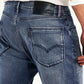 Men's Redloop 505 Blue Straight Fit Mid Rise Jeans - Detail View