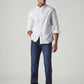 Men's 505 Dark Indigo Straight Fit Mid Rise Redloop Jeans - Logo View