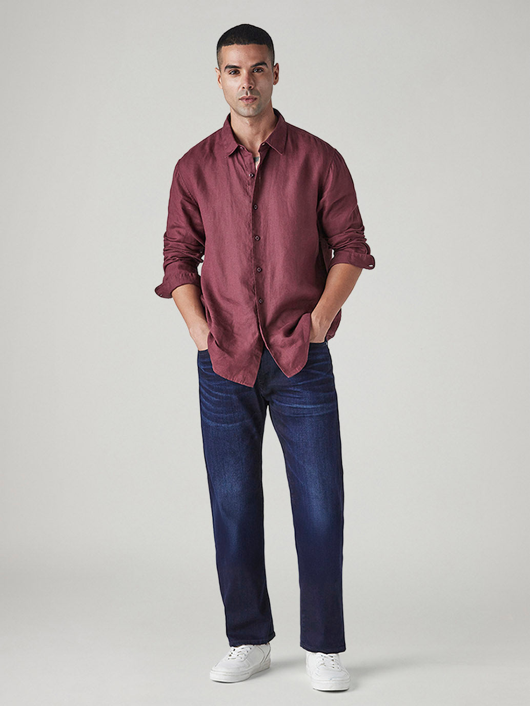 Men's 505 Dark Indigo Straight Fit Mid Rise Redloop Jeans
