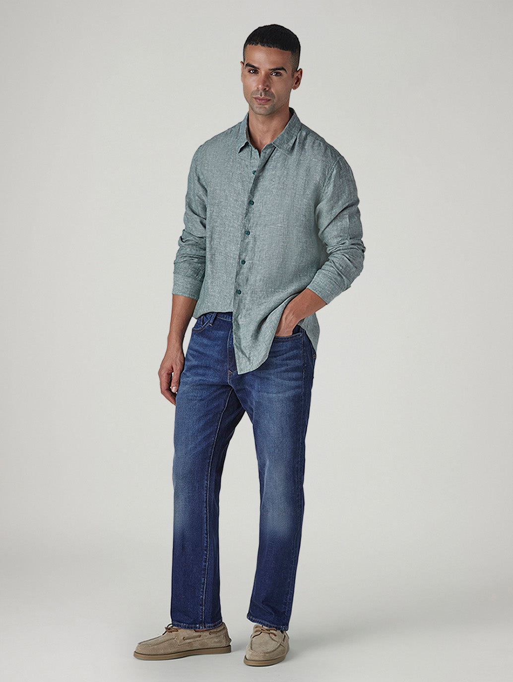 Men's 511 Med Indigo Slim Fit Mid Rise Redloop Jeans - Styleshot View