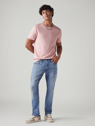 Men's 505 Light Blue Straight Fit Mid Rise Redloop Jeans-image-13