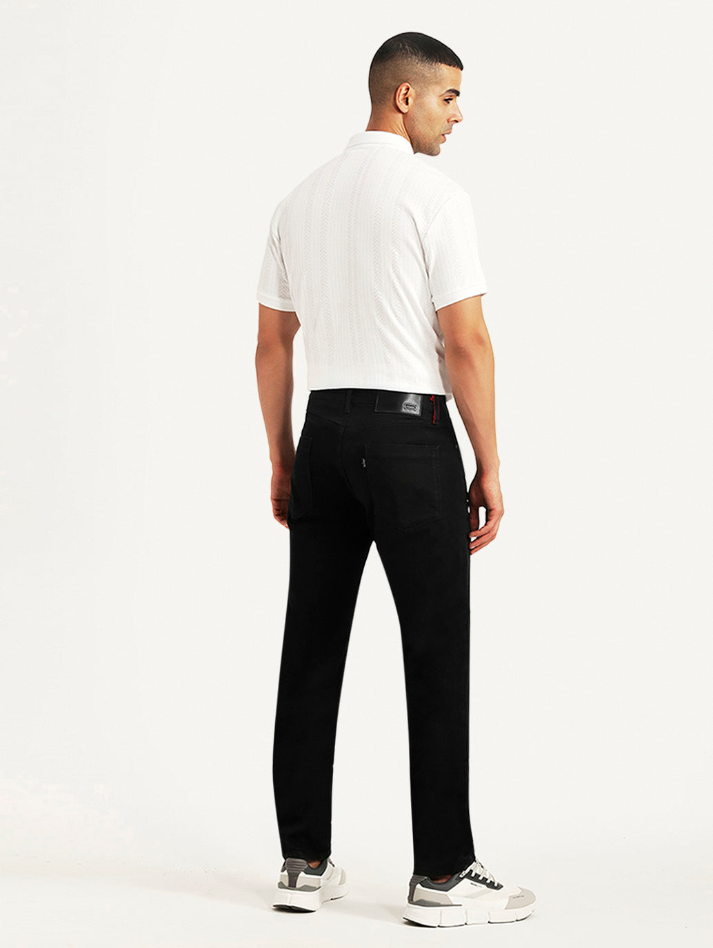 Men's Redloop 511 Black Slim Fit Mid Rise Jeans - Back View