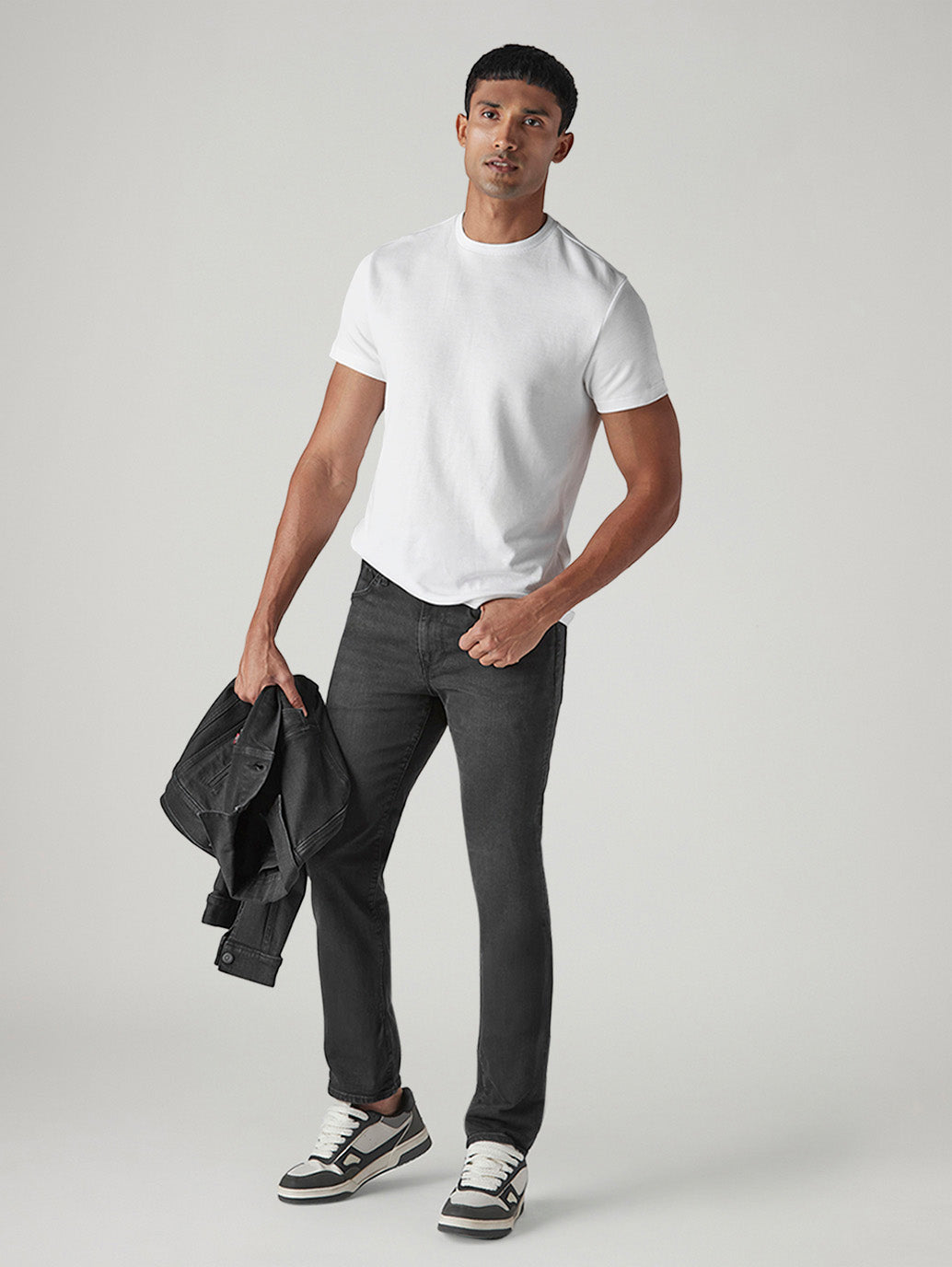 Men's 511 Charcoal Grey Slim Fit Mid Rise Redloop Jeans - Styleshot View