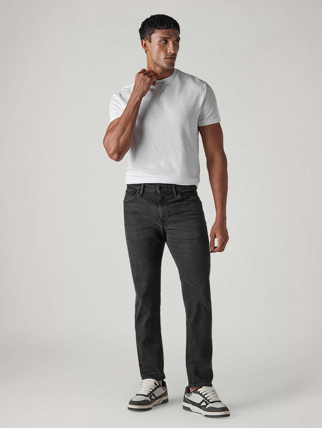 Men's 511 Charcoal Grey Slim Fit Mid Rise Redloop Jeans - Front View