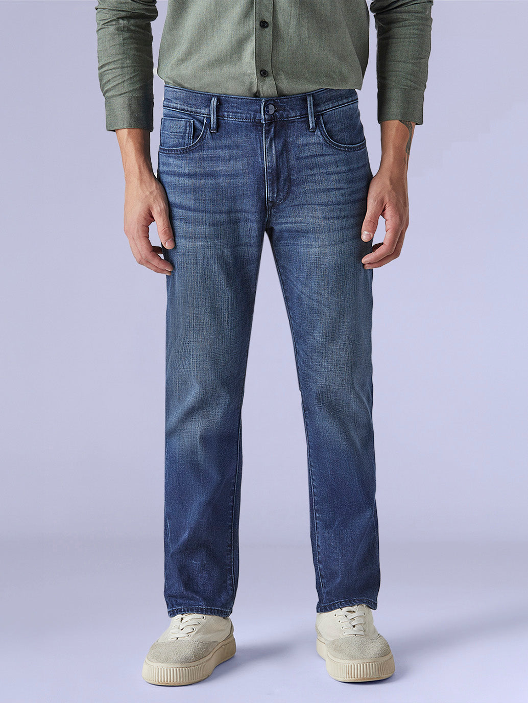 Men's Redloop 511 Blue Slim Fit Mid Rise Jeans - Front View