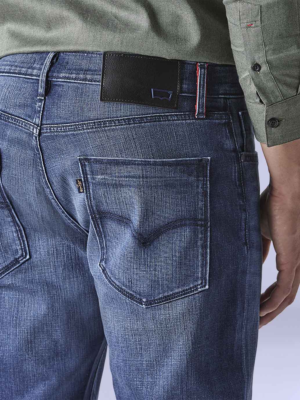 Men's Redloop 511 Blue Slim Fit Mid Rise Jeans - Detail View