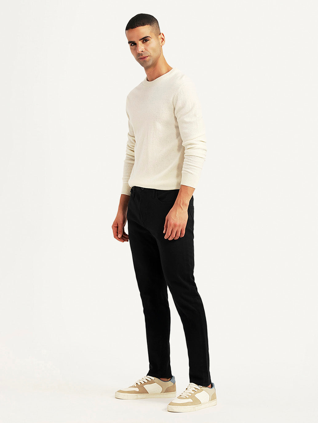 Men's Redloop 512 Black Slim Tapered Fit Mid Rise Jeans - Side View