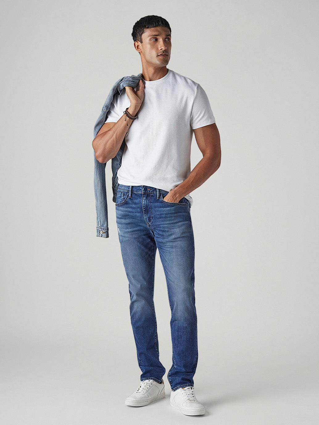 Men's 512 Blue Slim Tapered Fit Mid Rise Redloop Jeans