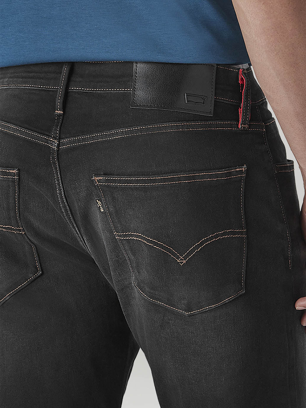 Men's 512 Black Slim Tapered Fit Mid Rise Redloop Jeans - Detail View