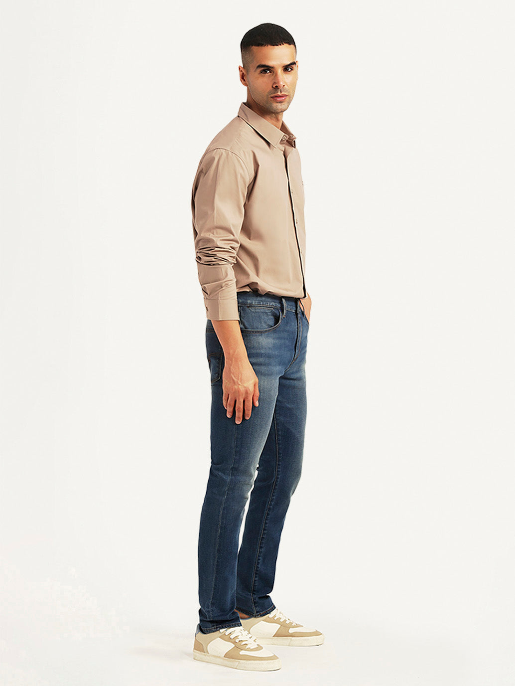 Men's Redloop 512 Blue Slim Tapered Fit Mid Rise Jeans - Side View