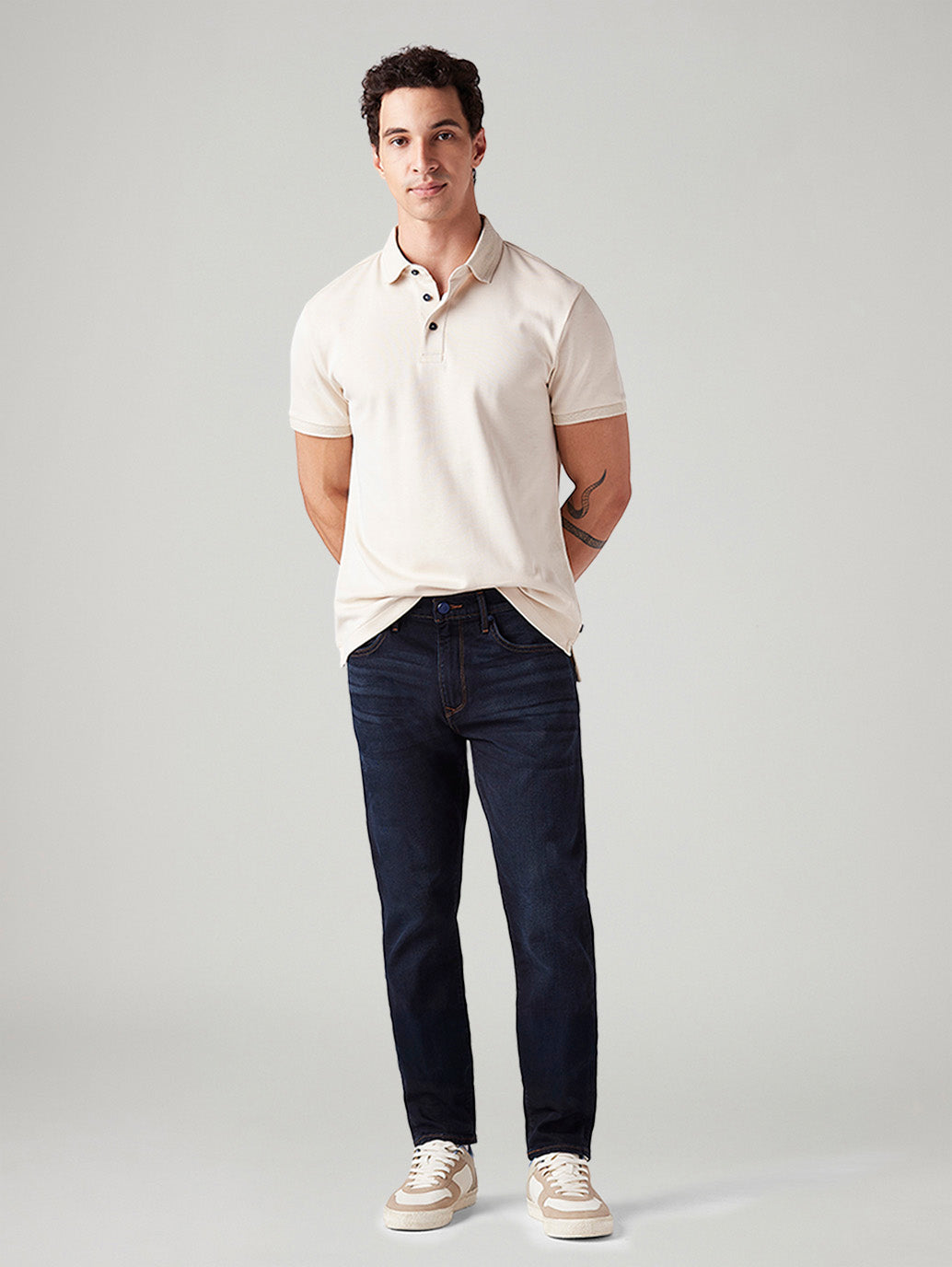 Men's 512 Dark Blue Slim Tapered Fit Mid Rise Jeans - Styleshot View