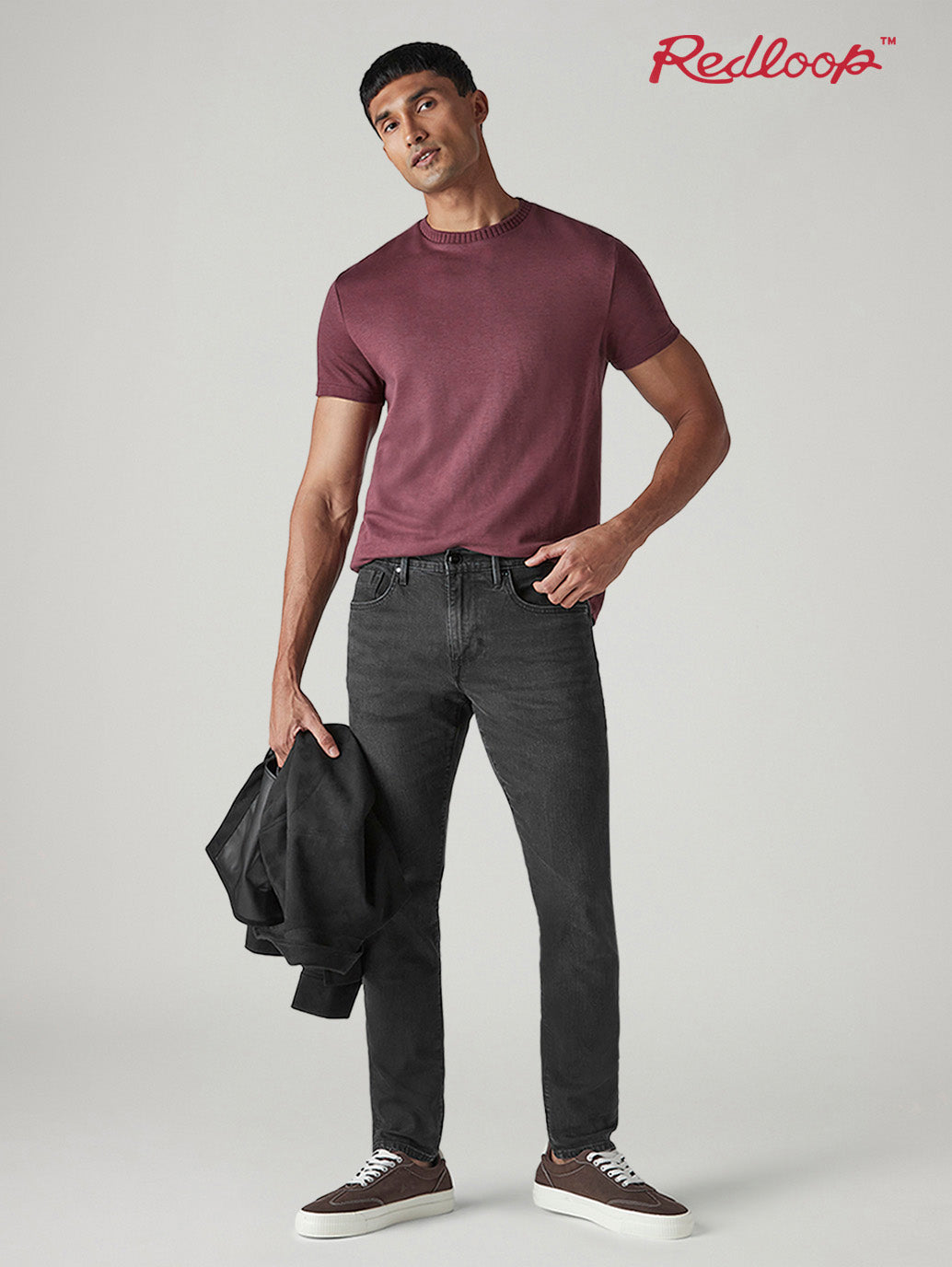 Men's 512 Charcoal Grey Slim Tapered Fit Mid Rise Redloop Jeans