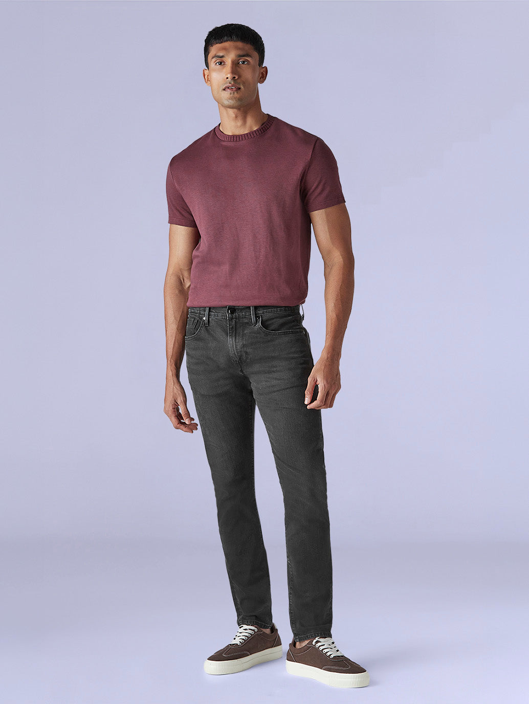 Men's 512 Charcoal Grey Slim Tapered Fit Mid Rise Redloop Jeans - Front View