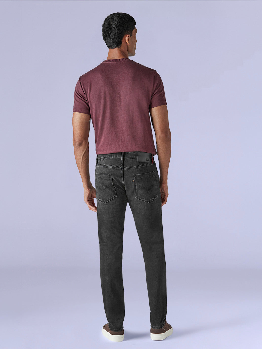Men's 512 Charcoal Grey Slim Tapered Fit Mid Rise Redloop Jeans - Back View