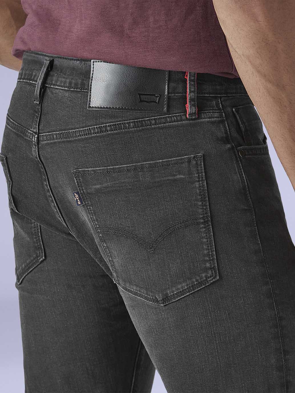 Men's 512 Charcoal Grey Slim Tapered Fit Mid Rise Redloop Jeans - Detail View