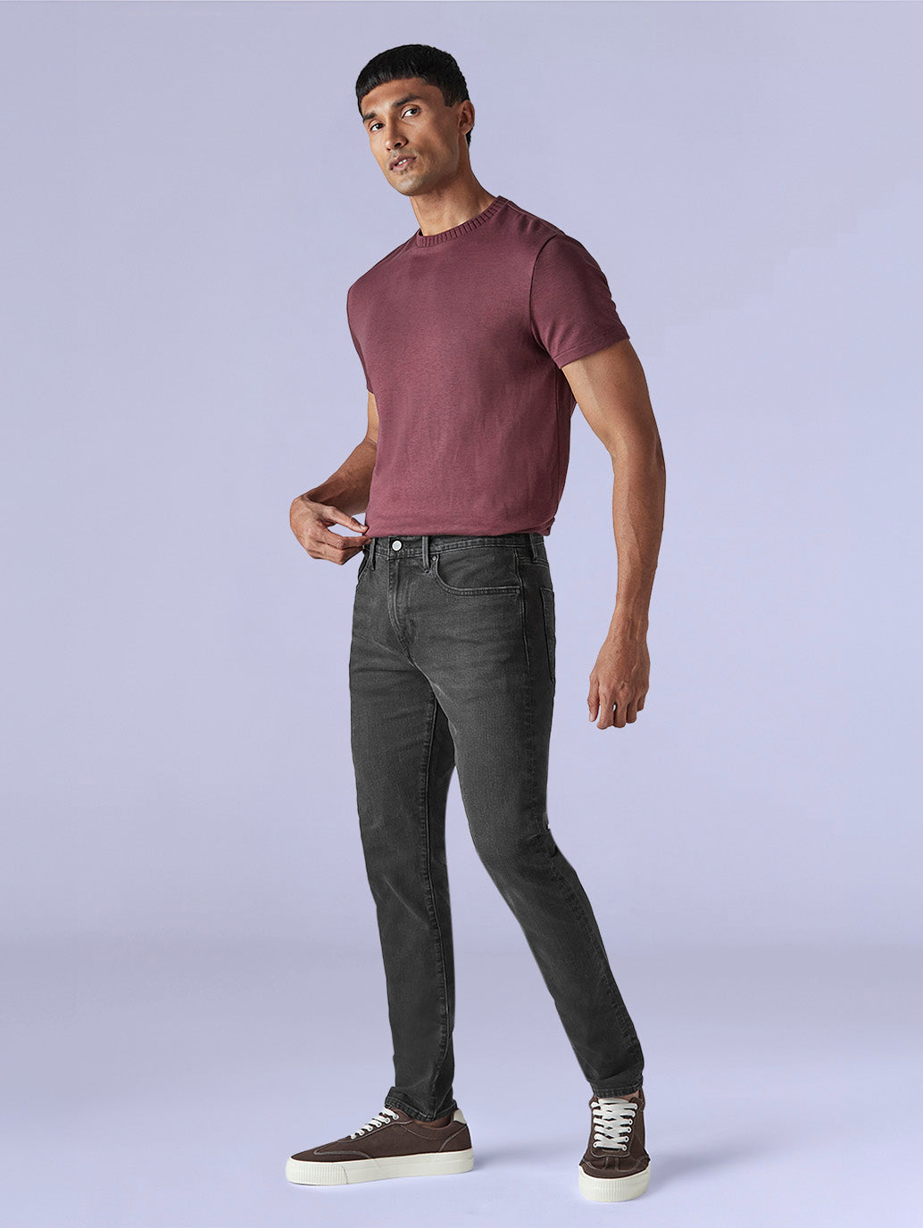 Men's 512 Charcoal Grey Slim Tapered Fit Mid Rise Redloop Jeans - Side View
